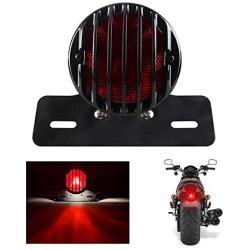 Yifengshun Motorcycle Harley Cruise Prince Car Modified Retro Fence LED Tail Light Brake Light 12V Running Driving Lights License Plate Light Black Round Metal Bracket