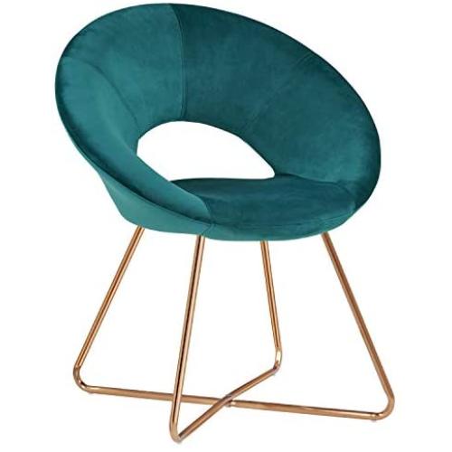 Duhome Modern Accent Velvet Chairs Dining Chairs Single Sofa Comfy Upholstered Arm Chair Living Room Furniture Mid-Century Leisure Lounge Chairs with Golden Metal Frame Legs 1 PCS Atrovirens