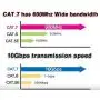 Tera Grand - 3FT - CAT7 10 Gigabit Ethernet Ultra Flat Patch Cable for Modem Router LAN Network - Braided Jacket, Gold Plated Shielded RJ45 Connectors, Faster Than CAT6a CAT6 CAT5e, Black & White