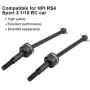 Tbest RC Drive Shaft, 2PCS Black Metal CVD Front and Rear Transmission Shafts for HPI RS4 Sport 3 1/10 RC Model Car (Black)