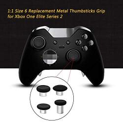 E-MODS GAMING 6 in 1 Metal Thumbsticks Grip Joysticks Replacement for Elite Series 2 Controllers Xbox One - BK