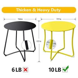 Amagabeli Metal Patio Side Table 18” x 18” Heavy Duty Weather Resistant Anti-Rust Outdoor End Table Small Steel Round Coffee Table Porch Table Snack Table for Balcony Garden Yard Lawn, Yellow