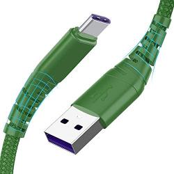 USB Type C Cable, Cabepow [2-Pack, 1ft] 3.1A Fast Charge Cord for Samsung Galaxy A10/A20/A51/S10/S9/S8 Note 8, 1 Foot Premium Nylon Braided USB-C to USB-A Fast Charging C Cables (Green)