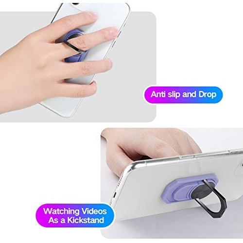 ZIYE Detachable Universal Phone Ring Holder Finger Kickstand, 360° Rotation Metal Ring Grip Holder for Magnetic Car Mount Compatible with All Smartphone (Lavender)