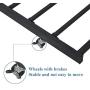 VECELO Twin Only/Roll Out Trundle Bed Frame/Enhanced Metal Slats Support, Black