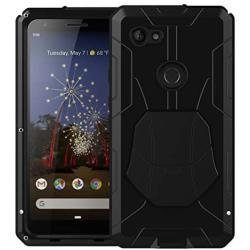 Pixel 3a Case,Google Pixel 3a Metal Case with Gorilla Glass Screen Protector Armor Tank Military Aluminum Alloy Bumper Hybrid Soft Rubber Military Shockproof Hard Defender Metal Cover,Black