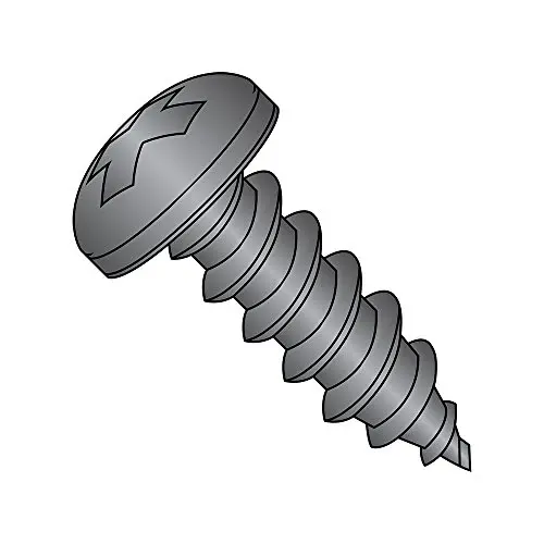 Steel Sheet Metal Screw, Black Zinc Plated Finish, Pan Head, Phillips Drive, Type AB, #4-24 Thread Size, 1/4'' Length (Pack of 100) Steel Sheet Metal Screw, Black Zinc Plated Finish, Pan Head, Phillips Drive, Type AB, #4-24 Thread Size, 1/4'' Length (Pack of 100)