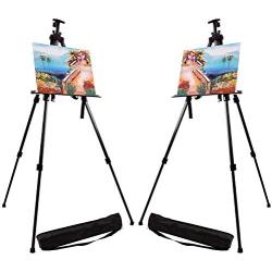 Artecho Artist Easel Display Easel Stand, 2 Pack Metal Tripod Stand Easel for Painting, Hold Canvas from 21'' to 66'', Floor and Tabletop Displaying, Painting with Portable Bag