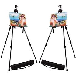 Artecho Artist Easel Display Easel Stand, 2 Pack Metal Tripod Stand Easel for Painting, Hold Canvas from 21'' to 66'', Floor and Tabletop Displaying, Painting with Portable Bag