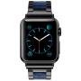 Wearlizer Black Blue Bands Compatible with Apple Watch Straps 42mm 44mm for iWatch SE Mens Womens Wristband Lightweight Stainless Steel Edge with Central Resin Replacement Bracelet Series 6 5 4 3 2 1