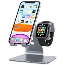 Apple Watch Stand, OMOTON 2 in 1 Universal Desktop Stand Holder for iPhone and Apple Watch Series 5/4/3/2/1 (Both 38mm/40mm/42mm/44mm) (Grey)