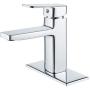 Chrome Bathroom Faucet Single Hole Modern Square Single Hole Bathroom Sink Faucet with Metal Drain Assembly and Faucet Supply Lines Lavatory Faucet