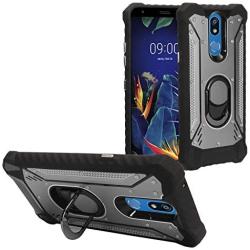 Eaglecell - for LG K40, Harmony 3, Xpression Plus 2 (2019) LM-X420, LG Solo LTE L423DL - Aluminum Metal Hybrid Phone Case with Stand - ZY0 Gray