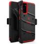 ZIZO Bolt Series for Galaxy S20 Case with Kickstand Holster Lanyard - Black & Red