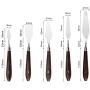 DROK 5Pcs Stainless Steel Paint Scraper, Wooden Handle Palette Painting Knife Set, Watercolor Oil Acrylic Paint Spatula, Metal Art Tools, Oil Painting Accessories for Color Mixing