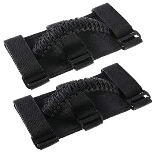 Grab Handles Car Roll Bar Paracord Grab Handles Fit for 2 to 3-inch Roll Bars for Most Jeep Wrangler Models(Pack of 2,Black) Grab Handles Car Roll Bar Paracord Grab Handles Fit for 2 to 3-inch Roll Bars for Most Jeep Wrangler Models(Pack of 2,Black)