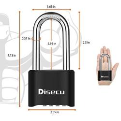 Disecu Heavy Duty 4 Digit Combination Lock 2.5 Inch Long Shackle Outdoor Waterproof Padlock for Gate, Fence, Gym Locker, Bike (Black)