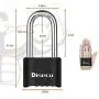 Disecu Heavy Duty 4 Digit Combination Lock 2.5 Inch Long Shackle Outdoor Waterproof Padlock for Gate, Fence, Gym Locker, Bike (Black)