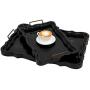 MyGift Set of 2 Rustic Black Brown European Vintage Style Wood Serving Trays/Platters with Metal Handles