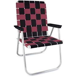 Lawn Chair USA Folding Aluminum Webbing Chair (Classic, Black//Burgundy)