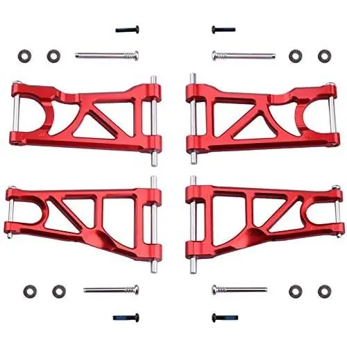 Hobbypark Aluminum Suspension Arms Set (Front & Rear) for Arrma 1/10 Granite 4X4, Big Rock, Senton, Replacement of AR330443 AR330516 Option Parts (Red)