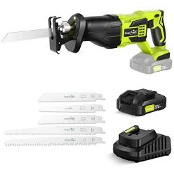 Reciprocating Saw - SnapFresh Cordless Reciprocating Saw Battery-powered, 20V 2.0Ah Cordless Saw, 1 Hour Fast Charger, Powerful Saw Reciprocating Lightweight for Wood & Metal Cutting