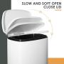 HEMBOR 13.2 Gallon(50L) Trash Can, Stainless Steel Rectangular Garbage Bin with Lid and Inner Bucket, Silent Gentle Open and Close Dustbin with Durable Pedal, Suit for Home Office Indoor Outdoor (White)