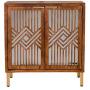 COZAYH Full-Assembled 2 Door Accent Cabinet Modern Mirror Fronts Clean-Lined Silhouette, Natural