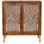 COZAYH Full-Assembled 2 Door Accent Cabinet Modern Mirror Fronts Clean-Lined Silhouette, Natural