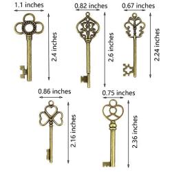 DuomiW Mixed 50 Antique Bronze Finish Skeleton Keys Rustic Key for DIY Wedding Party Decoration Favor (5 Different Styles x 10)