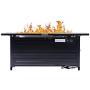 57 Inch 50000BTU Extruded Aluminum Outdoor Gas Propane Fire Pit Pits Firepit Fireplace Dinning Table Tables with Lid, Fire Glass, Retangular, ETL Certification