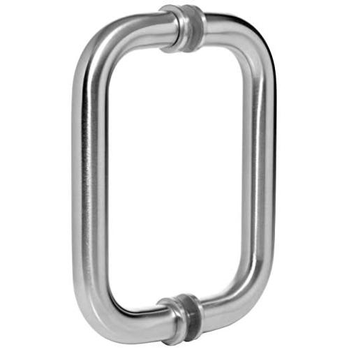 Dynasty Hardware 6'' Back to Back Tubular Shower Door Pull For Frameless Shower Doors, Satin Nickel, With Trim Washers