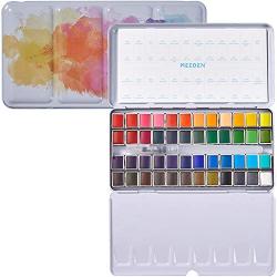 MEEDEN Watercolor Paint Set, 48 Vibrant Colors in Pocket Box, Watercolor Paint Palette with Metal Ring and Watercolor Brush, Non-Toxic for Students, Kids, Beginners Art Painting