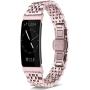 Shangpule Compatible for Fitbit Inspire HR / Inspire 2 / Inspire Bands , Stainless Steel Metal Replacement Wrist Band for Fitbit Inspire Women Man Large Small (Pink)