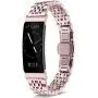 Shangpule Compatible for Fitbit Inspire HR / Inspire 2 / Inspire Bands , Stainless Steel Metal Replacement Wrist Band for Fitbit Inspire Women Man Large Small (Pink)