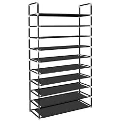 ERONE Shoe Rack Organizer , Tall Shoe Storage for Closets Non-Woven Fabric Metal Sturdy Shoe Shelf Tower Cabinet for Entryway (Black, 10 Tier)