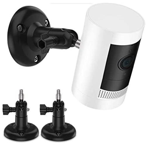 360 Degree Adjustable Mount for Ring Stick Up/Ring Indoor Cam/Ring Battery Cam,TIUIHU Stable Outdoor Ceiling Bracket Mounting Kit Camera Accessories for Ring Plug-in HD Security Camera(2-Pack,Black)