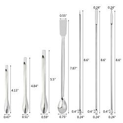 obmwang 14 Pack Stainless Steel Lab Spatula Micro Scoop/Spoon Reagent Laboratory Sampling Spoon Mixing Spatula