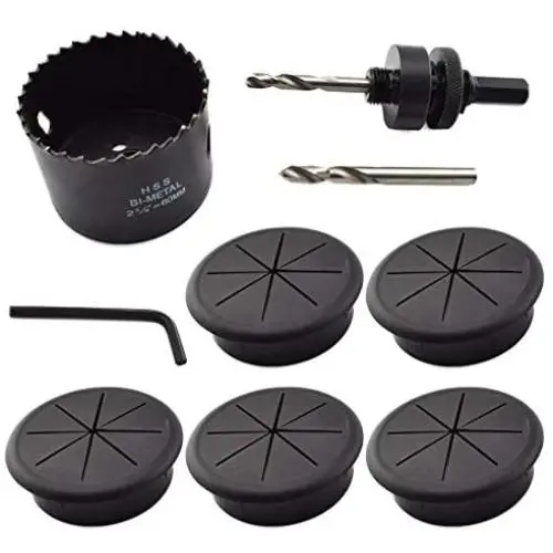 2-3/8 Inch Desk Grommet and Hole Saw Kit, OZXNO 5-Pack 60mm Flexible Desk Wire Cord Hole Cover with Matching Holesaw Drill Bits for Cable Organizer Wiring Management and Protection 2-3/8 Inch Desk Grommet and Hole Saw Kit, OZXNO 5-Pack 60mm Flexible Desk Wire Cord Hole Cover with Matching Holesaw Drill Bits for Cable Organizer Wiring Management and Protection
