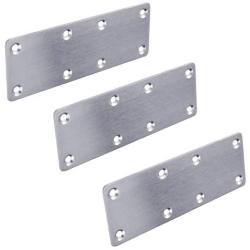 Hyever 3 Pieces Flat Straight Brace Bracket Steel Metal Mending Fixing Plate,Brushed Finish 5.4'' × 1.9'' × 0.08''