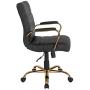 Flash Furniture Mid-Back Black LeatherSoft Executive Swivel Office Chair with Gold Frame and Arms