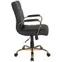 Flash Furniture Mid-Back Black LeatherSoft Executive Swivel Office Chair with Gold Frame and Arms Flash Furniture Mid-Back Black LeatherSoft Executive Swivel Office Chair with Gold Frame and Arms