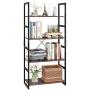 Homfa Bookshelf Rack 4 Tier Vintage Bookcase Shelf Storage Organizer Modern Wood Look Accent Metal Frame Furniture Home Office
