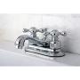 Kingston Brass KB601AX Teapot Faucet with Metal Cross Handle & Pop-Up, Polished Chrome,4-1/2'' Spout Reach