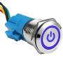 ESUPPORT Stainless Steel 19mm 12V 5A Power Symbol Angel Eye Halo Car Blue LED Light Metal Push Button Toggle Switch Socket Plug Wire Waterproof