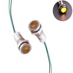 mxuteuk 2 Pcs 110V-220V 6mm 1/4'' LED Metal Indicator Light Waterproof Signal Lamp with Wire for Car Truck Boat M6-110P-Y