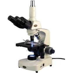 AmScope T340B-DK-LED Siedentopf Trinocular Compound Microscope, 40X-2000X Magnification, Brightfield/Darkfield, WF10x and WF20x Eyepieces, LED Illumination, Abbe Condenser, Double-Layer Mechanical Stage