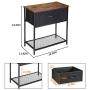 Kamiler End Table Industrial Nightstand with Drawer Side Table Mesh Storage Shelf Sofa Table Rustic Furniture Metal Frame for Bedroom/Entryway/Office