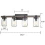 CLAXY Glass Mason Jar Wall Sconces Faux Distressed Metal 4 Light Bath Vanity Lights