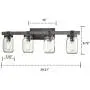 CLAXY Glass Mason Jar Wall Sconces Faux Distressed Metal 4 Light Bath Vanity Lights CLAXY Glass Mason Jar Wall Sconces Faux Distressed Metal 4 Light Bath Vanity Lights